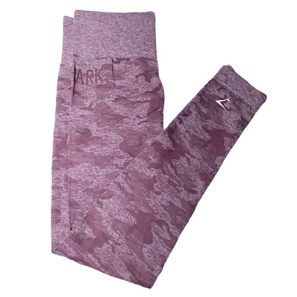 Gymshark Athletic Seamless adapt Mid Rise Yoga Pants Camo Berry Women’s Medium - Picture 1 of 12